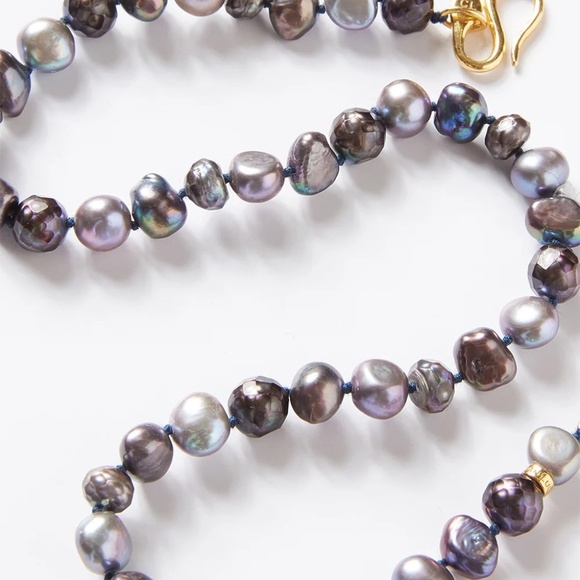 NEW CHAN LUU KESHI PEARL COBRA NECKLACE PEACOCK MIX GOLD PLATED $295 - Picture 2 of 3